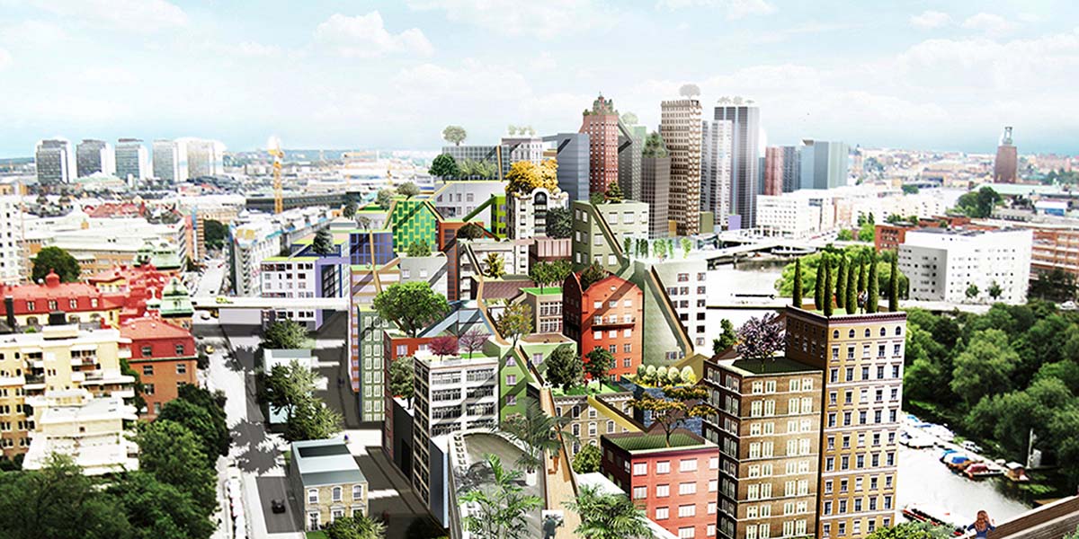 Sıkışık ve yoğun şehirler için çatıdan çatıya yürümenizi sağlayacak şehir tasarımı