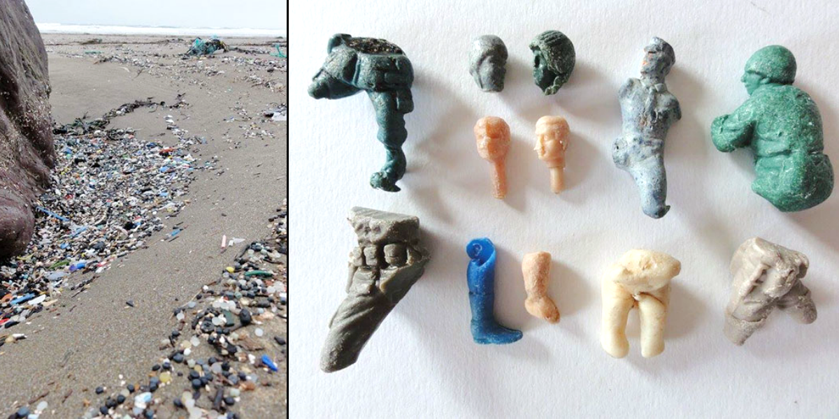 Sahilden bir günde topladığı 35 torba plastiği sanata dönüştürdü